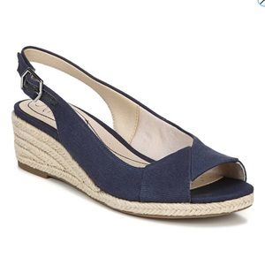 LifeStride Socialite Women's Navy Canvas Espadrille Wedge Sandals